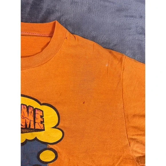 Vintage Roach 70s Trust Me Alien Graphic T-Shirt Orange Single Stitch USA Made
